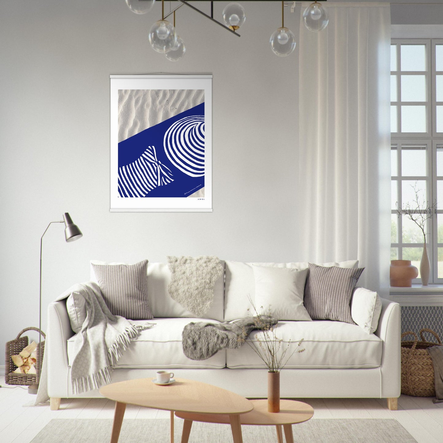 Woman In Oversized Hat And Stripes Sleeping On The Beach: Island Mood: Classic Matte Paper Poster with Hanger