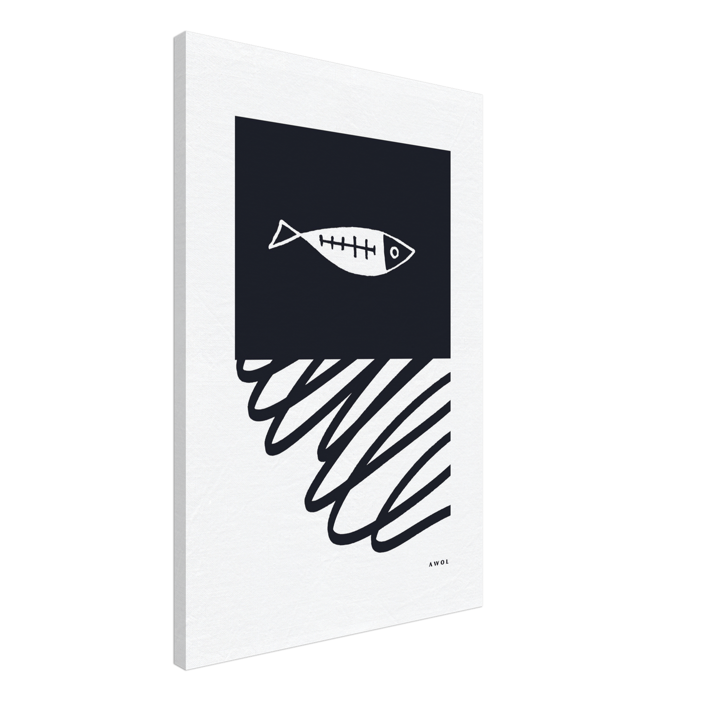Minimalist Fish In Nordic Waters: Scandi Love Canvas Art Print