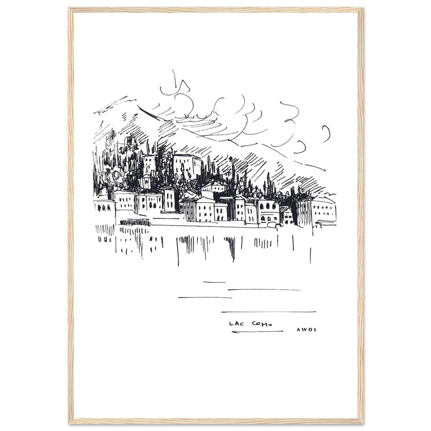 Italian Scenery Wall Art With Villas On A Hill In Lake Como, Framed Art Print
