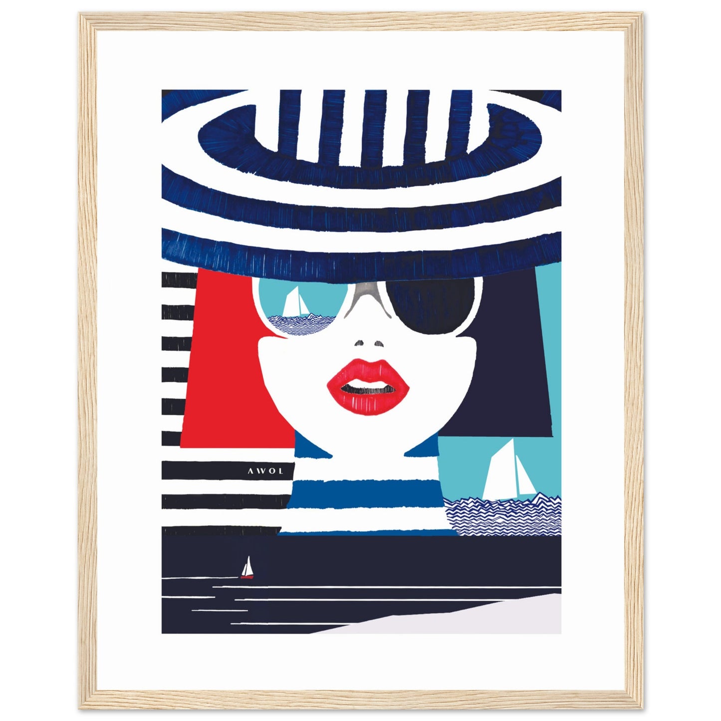 Portrait Of A Woman On The Beach: Mediterranean Wall Art, Framed Print