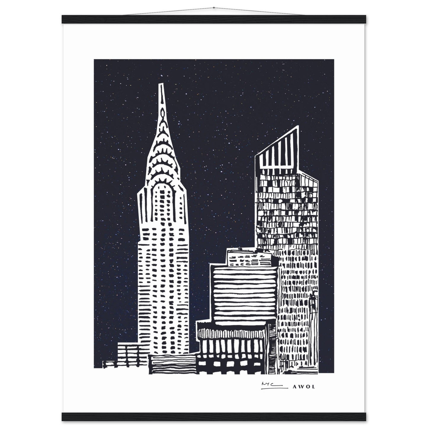 New York City At Night, Manhattan Abstraction: Poster with Hanger