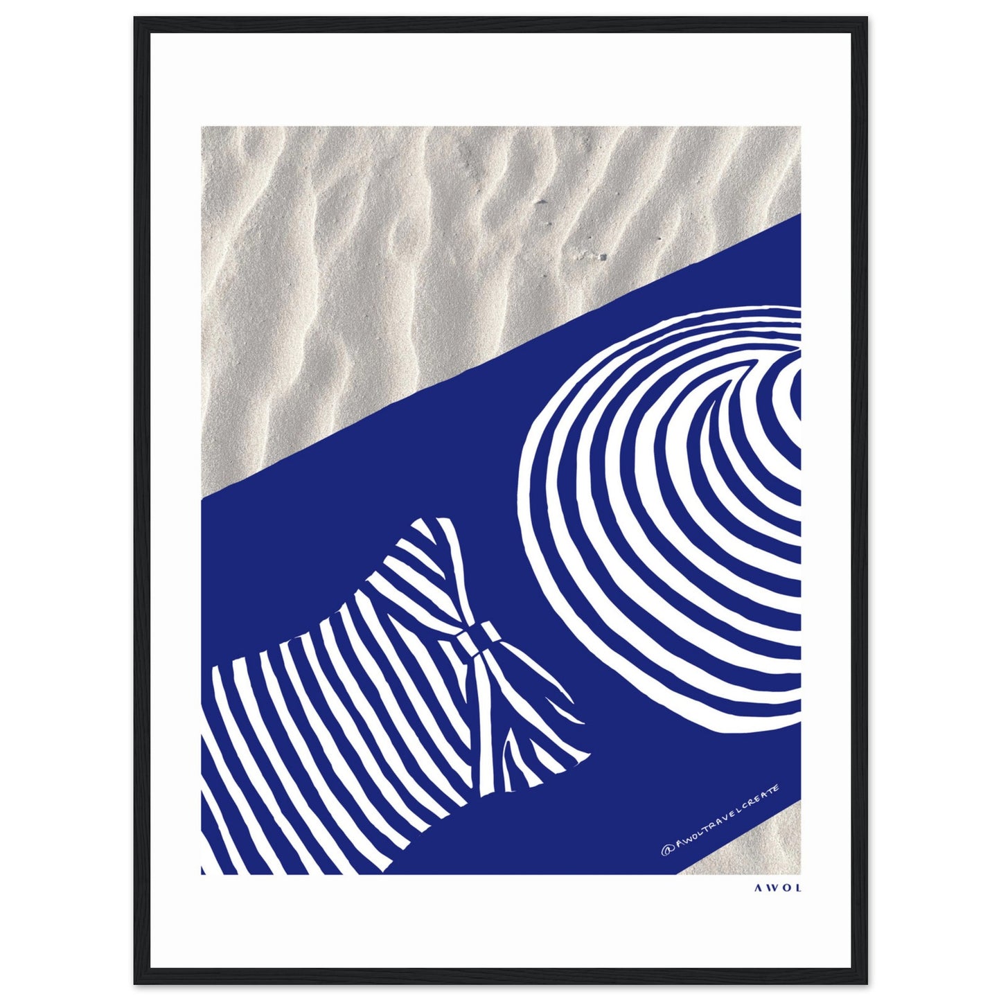 Woman In Oversized Hat And Stripes Sleeping On The Beach: Island Mood Classic Matte Paper Wooden Framed Art Print