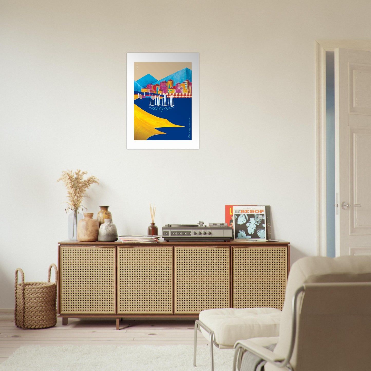Colourful Seaside Towns And Mountains, Landscape Art, Travel Poster Print