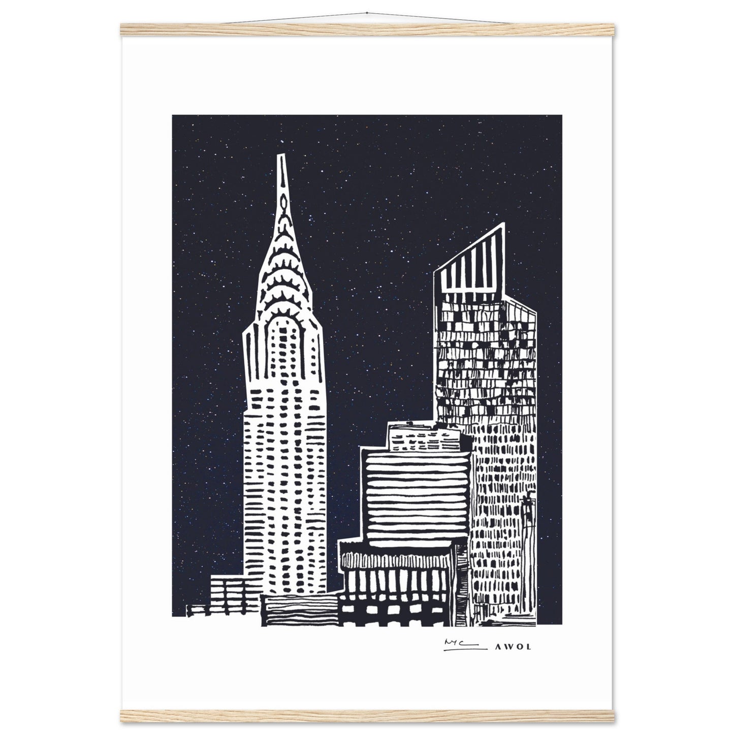 New York City At Night, Manhattan Abstraction: Poster with Hanger