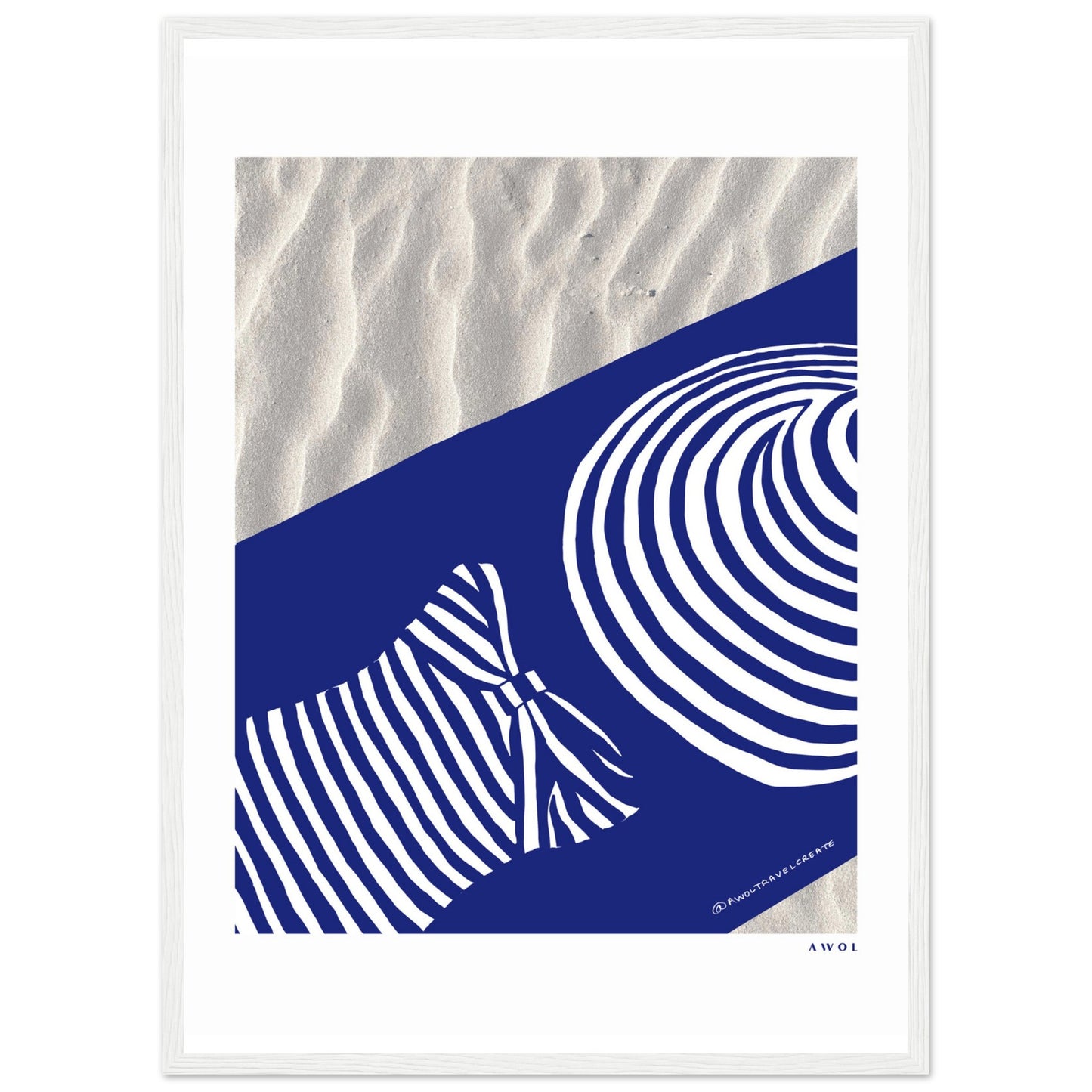 Woman In Oversized Hat And Stripes Sleeping On The Beach: Island Mood Classic Matte Paper Wooden Framed Art Print