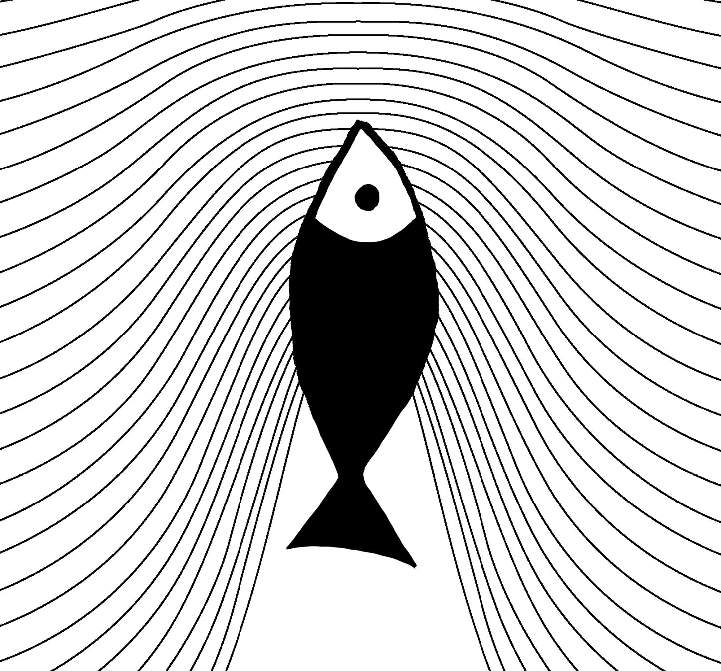Minimalist Fish Art, Sardine Swimming In Abstract Sea: Scandinavian Poster Print