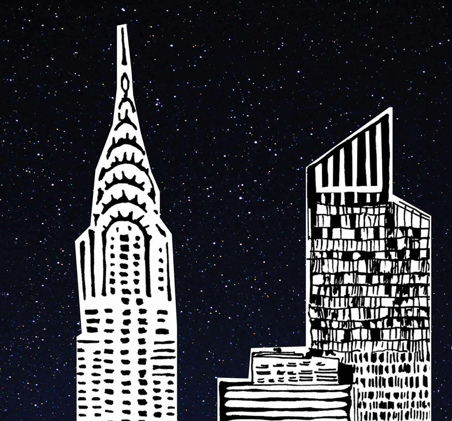 New York City At Night, Manhattan Abstraction: Poster Print