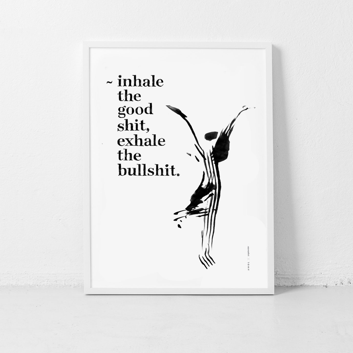 Funny Zen Quote, Exhale The Bullshit, Yoga Wall Art: Framed Art Print