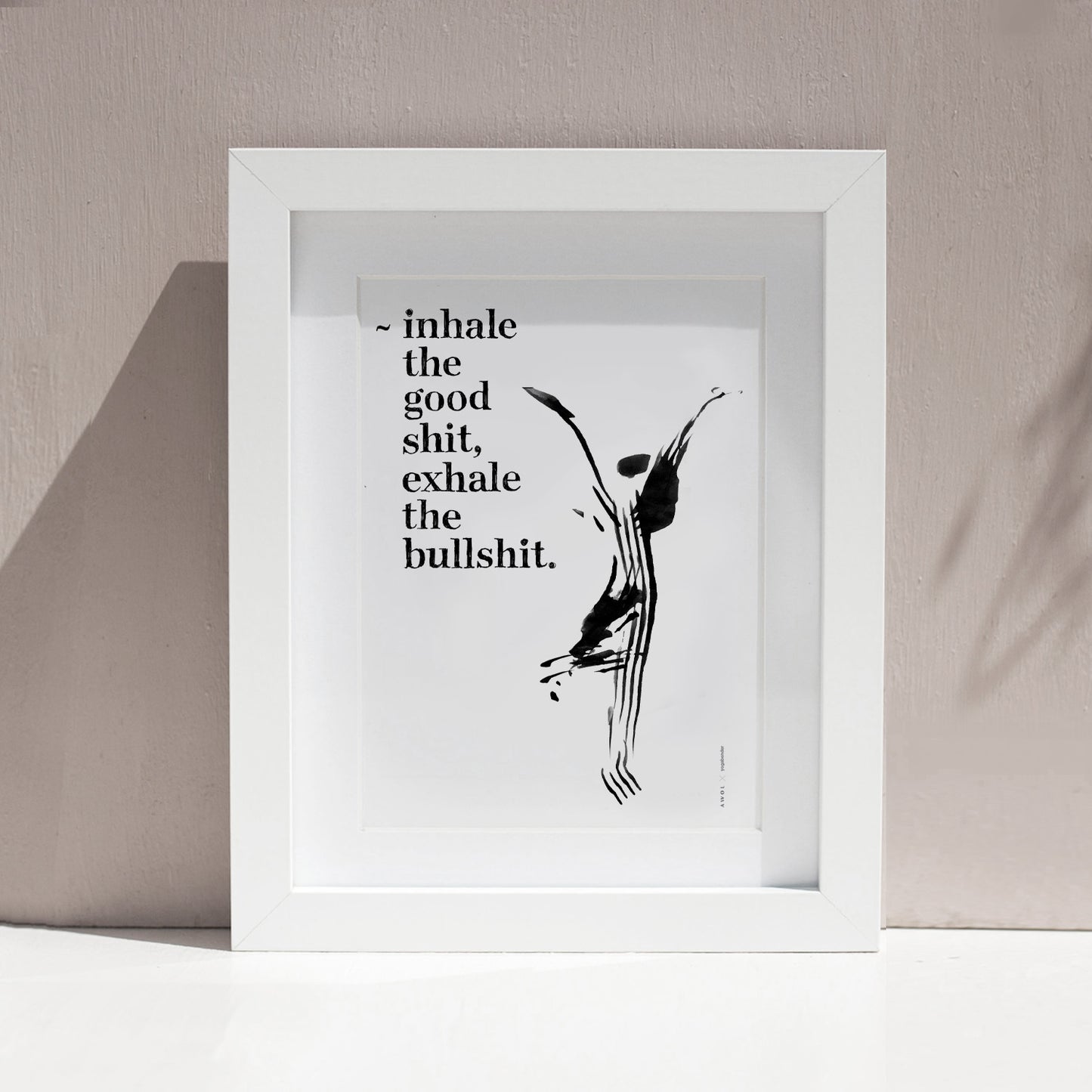 Funny Zen Quote, Exhale The Bullshit, Yoga Wall Art: Framed Art Print