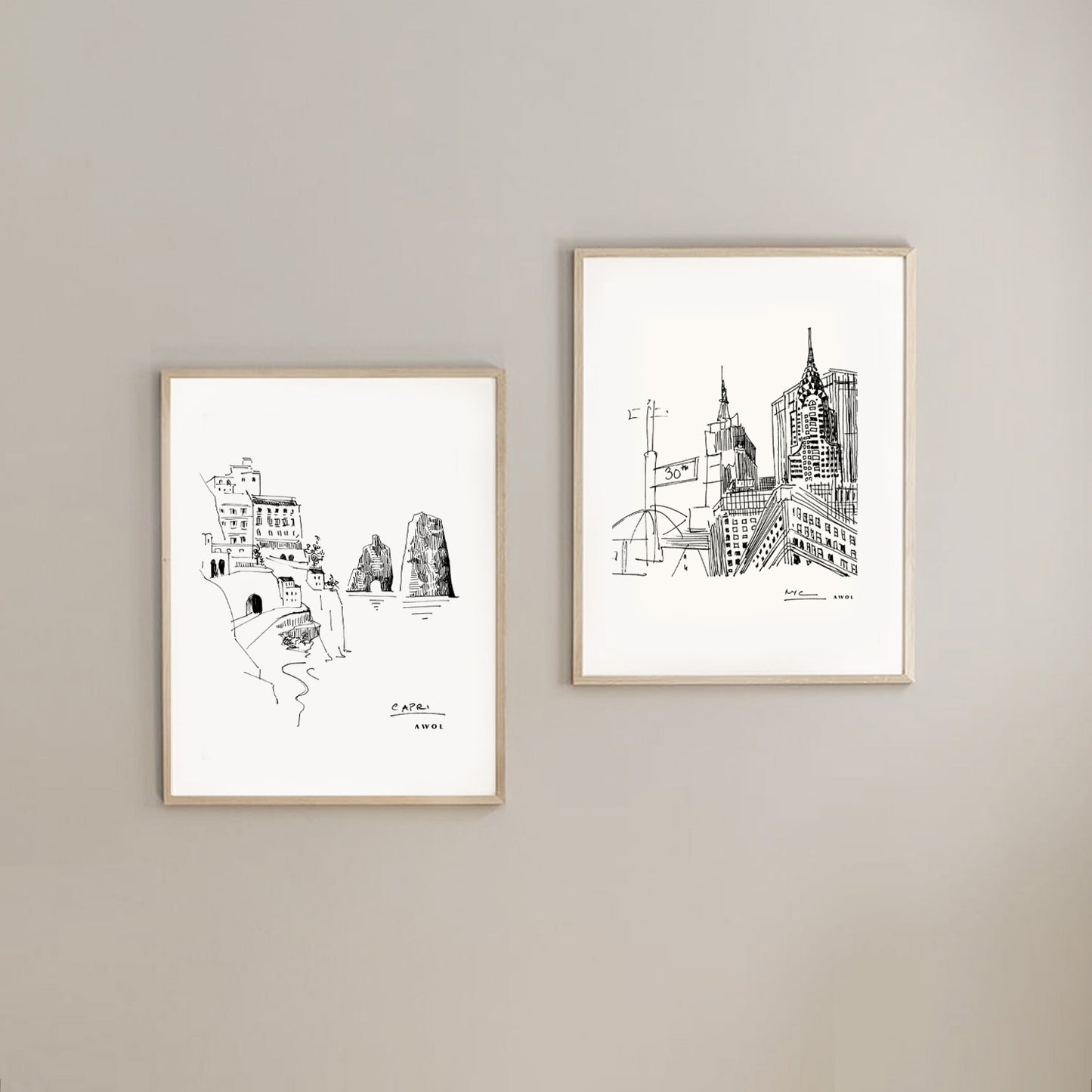 New York City Skyline Art, Iconic Skyscrapers: Poster Print