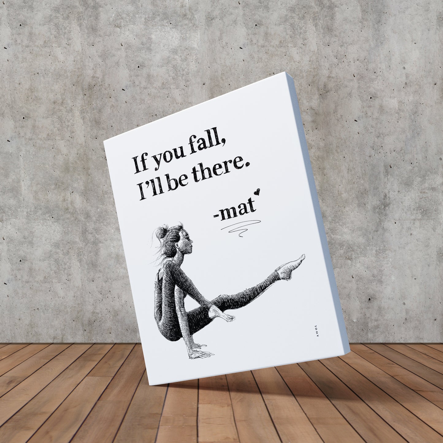 Woman In Yoga Pose On Yoga Mat With Inspirational Quote: Canvas Art Print
