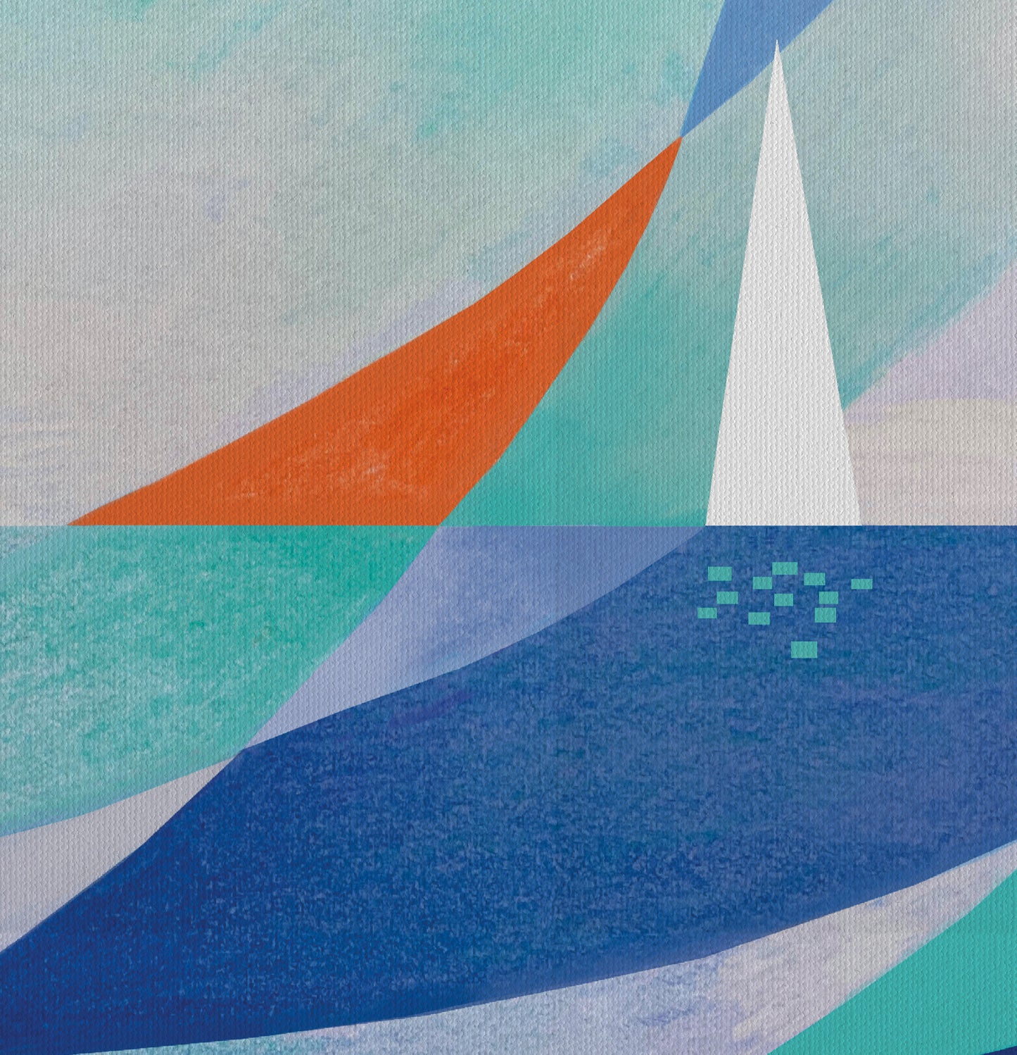 White Sailboat on The Mediterranean Sea: Blue Canvas Art Print