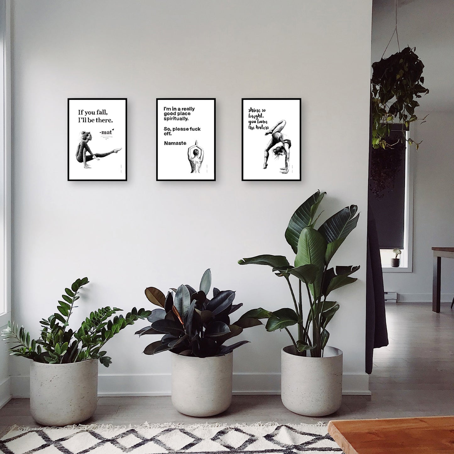 If You Fall, I'll Be There: Yoga Art With Woman And Inspirational Quote: Yoga Poster