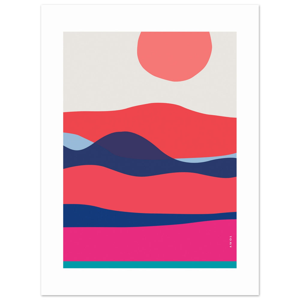 
                      
                        Minimalist Ocean Wall Art, Abstract Sea With Sunrises and Sunsets: Aluminum Print
                      
                    