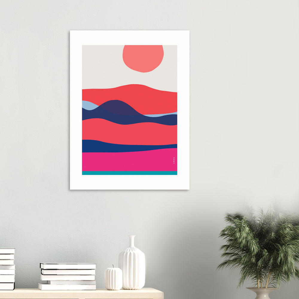 
                      
                        Minimalist Ocean Wall Art, Abstract Sea With Sunrises and Sunsets: Aluminum Print
                      
                    