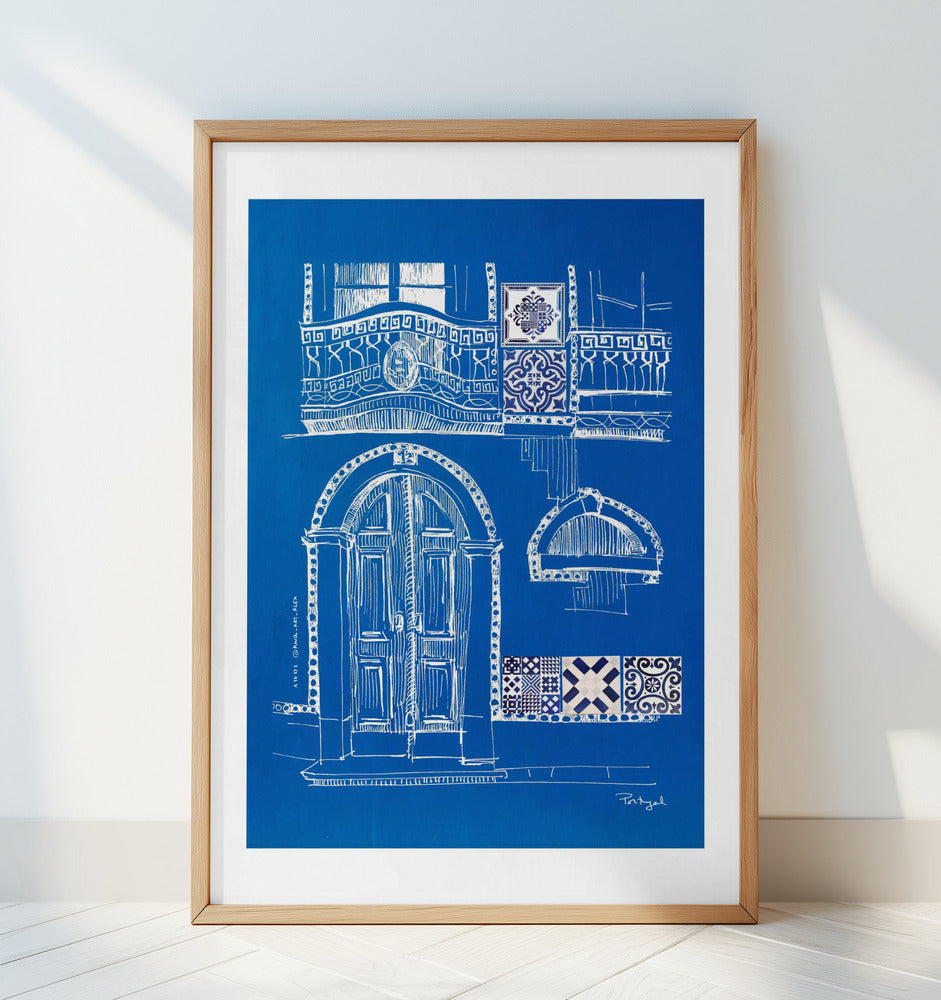 
                      
                        Blue Portugese House With Azulejo Tile Art: Fine Art Poster
                      
                    