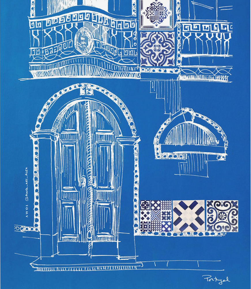 
                      
                        Blue Portugese House With Azulejo Tile Art: Fine Art Poster
                      
                    