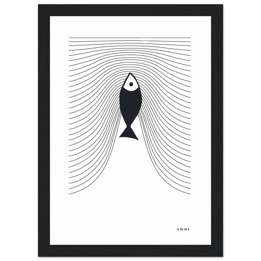 
                      
                        Minimalist Fish Swimming Upstream, Scandinavian Wall Art, Framed Art Print
                      
                    