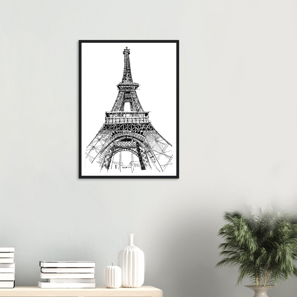 
                      
                        Black And White City Poster, Paris Wall Art With Eiffel Tower: Framed Art Print
                      
                    