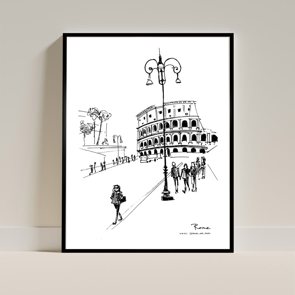 Black & White Rome, Italy Framed Wall Art Print