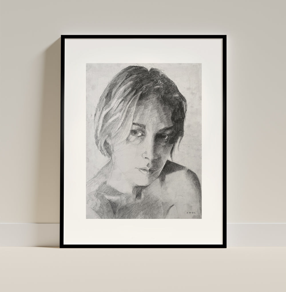 Portrait of A Woman In the Shadows: Framed Art Print