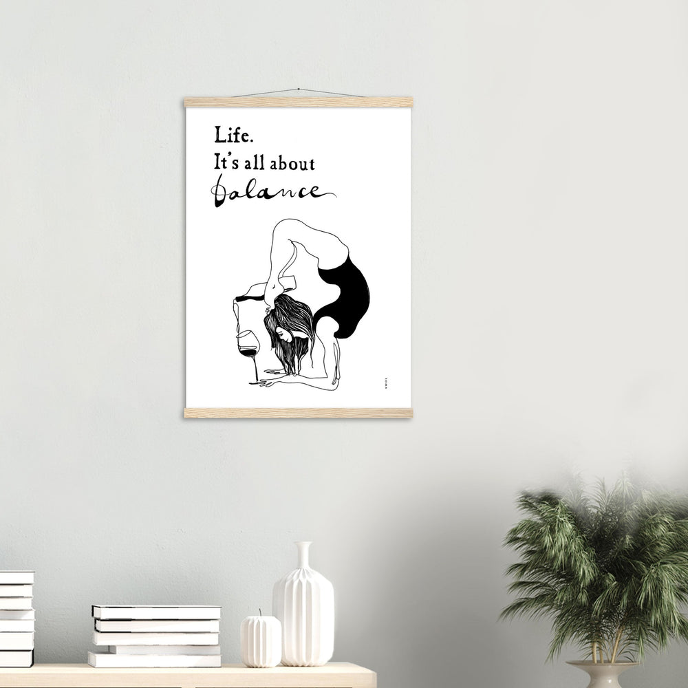 
                      
                        Funny Yoga Art Print With Spiritual Quote, Yoga Pose And Wine, Poster Print with Hanger
                      
                    