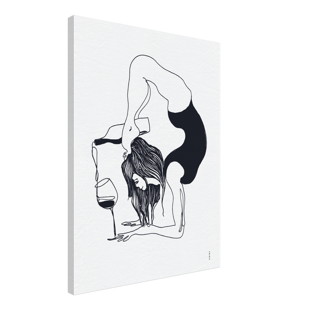 
                      
                        Funny Yoga Art On Canvas:  Minimalist Art Of Yoga Pose On Canvas With Wine
                      
                    