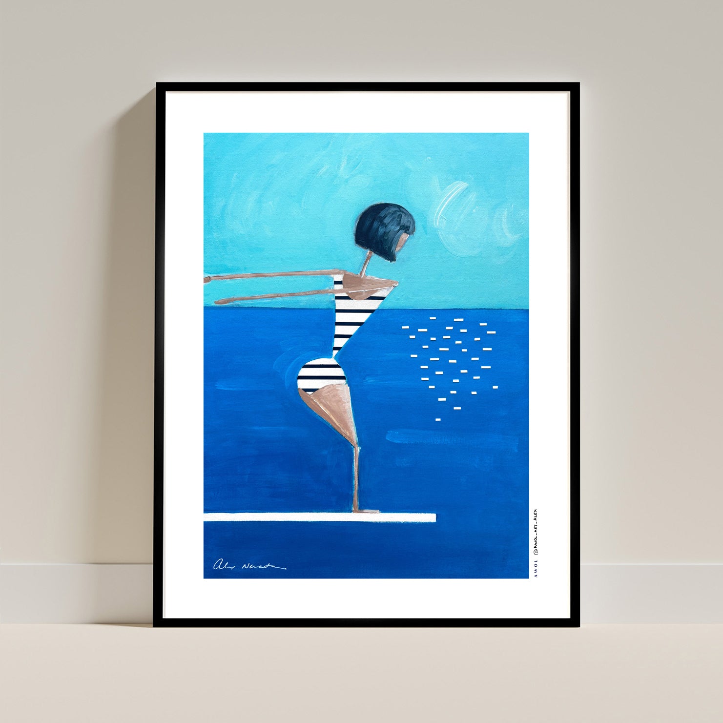 French Blue Ocean Printable Art The PM Wave French Riviera Framed