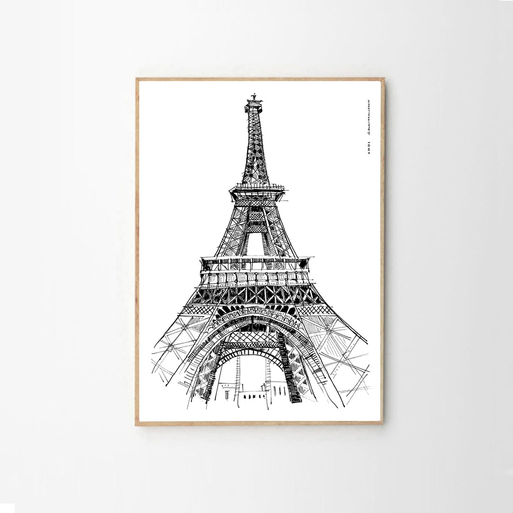 
                      
                        Paris Wall Art, Eiffel Tower In Black And White Art Print: France Travel Poster
                      
                    