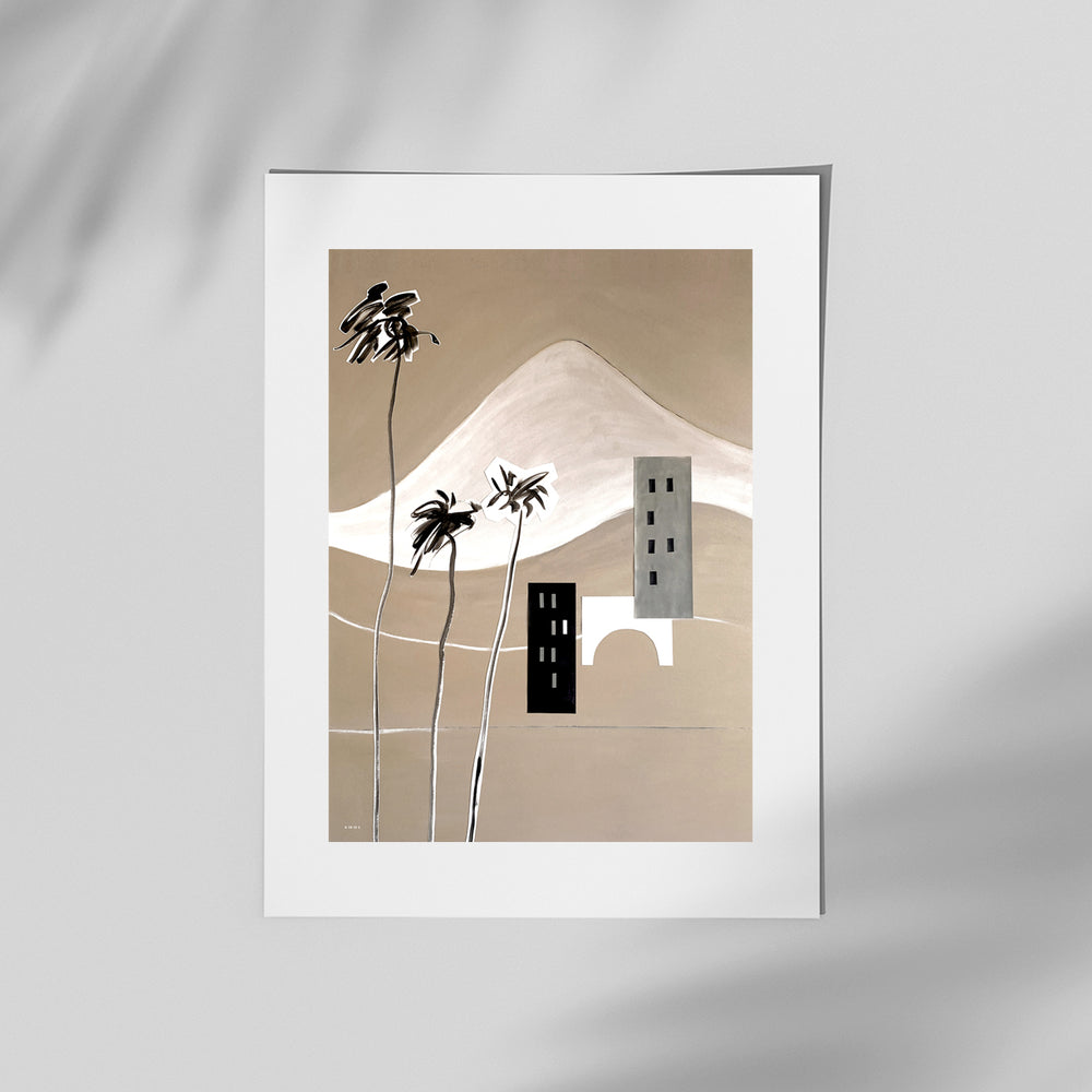 Mountains and  Palm Trees, Mediterranean Wall Art: Poster Print