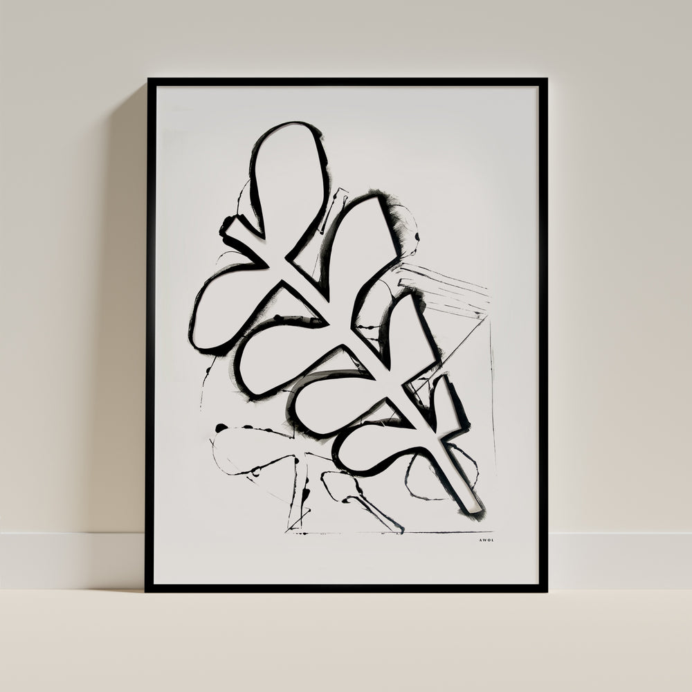 
                      
                        Abstract Botanical Art Print in Black and White: Matte Paper Poster
                      
                    