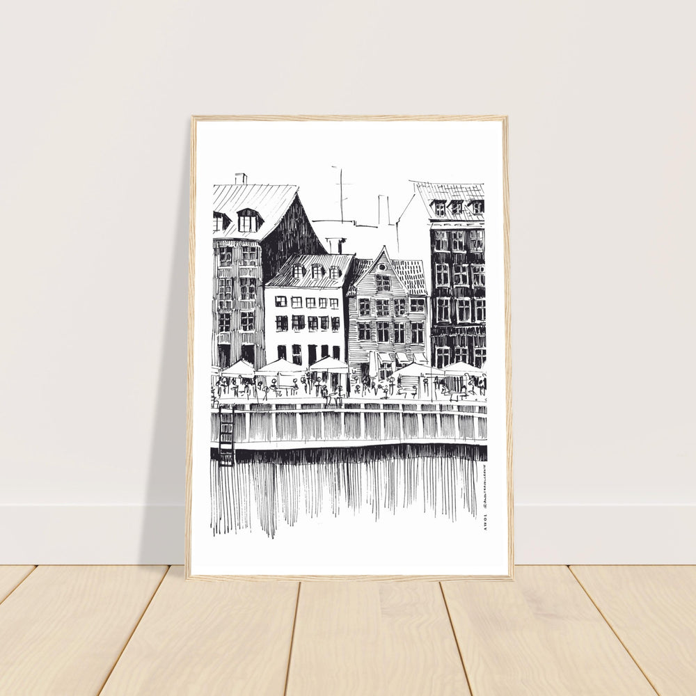 
                      
                        Saturday Afternoon With Cafés And Historic Houses In Copenhagen, Wooden Framed Art Print On Premium Paper
                      
                    