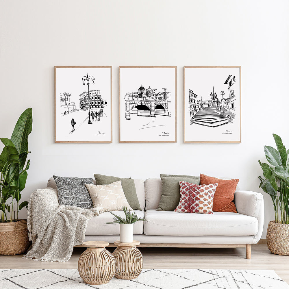 
                      
                        Rome Spanish Steps – Hand-Drawn Wall Art Print | Wooden Framed Fine Art Poster | Minimalist Italy Travel Decor
                      
                    