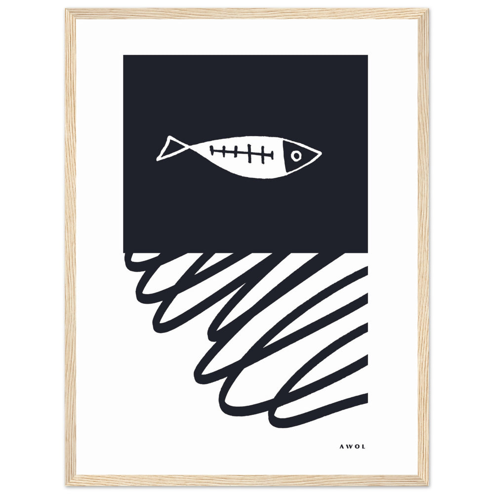 
                      
                        Minimalist Wall Decor, Scandinavian Wall Art With Fish: Framed Art Print
                      
                    