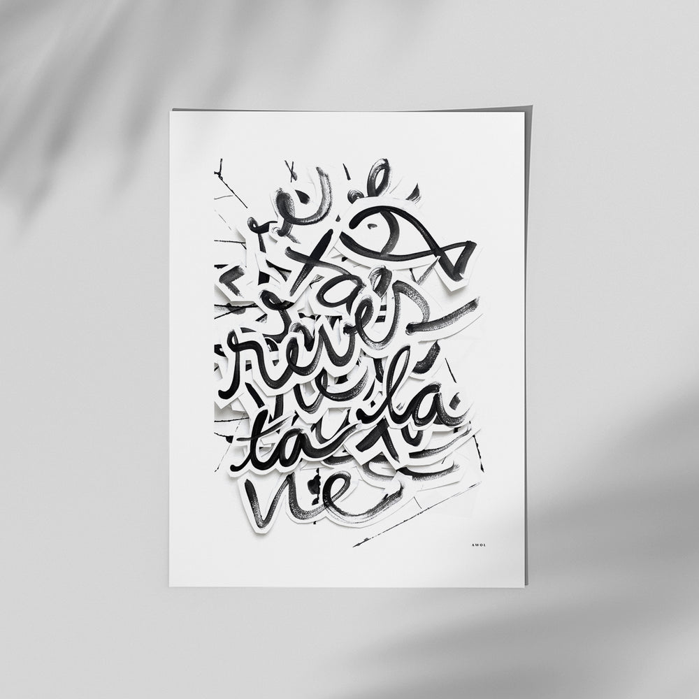 Fais De Ta Vie Un Rêve, Abstract Black And White Poster Art With Inspirational Written Message, Poster Print: Classic Matte Paper Poster