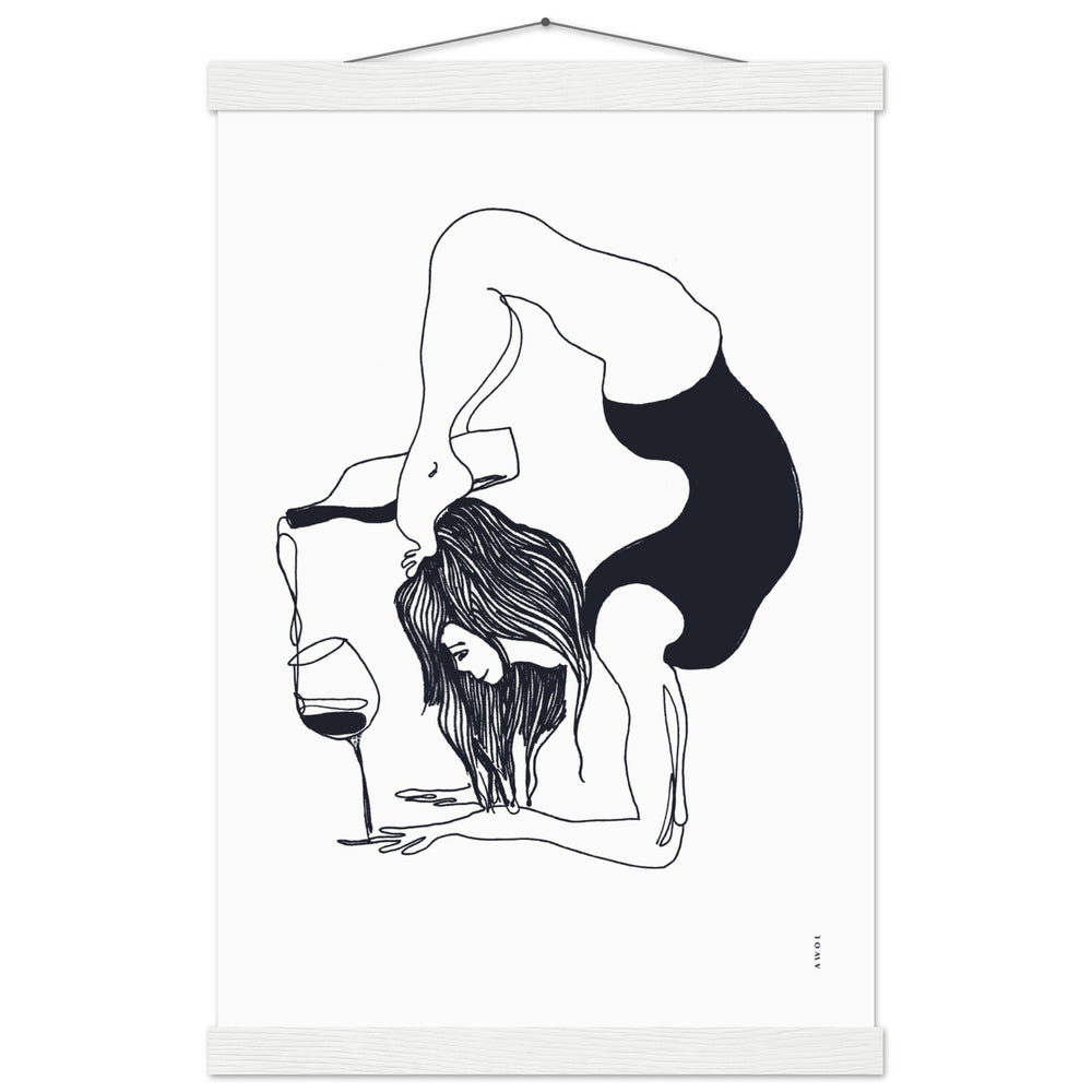 
                      
                        Funny Yoga Art With Wine And Woman In Yoga Pose, Poster with Hanger
                      
                    