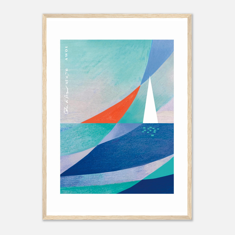 
                      
                        Abstract Sailboat Sailing On The Mediterranean Sea: Wooden Framed Art Print
                      
                    