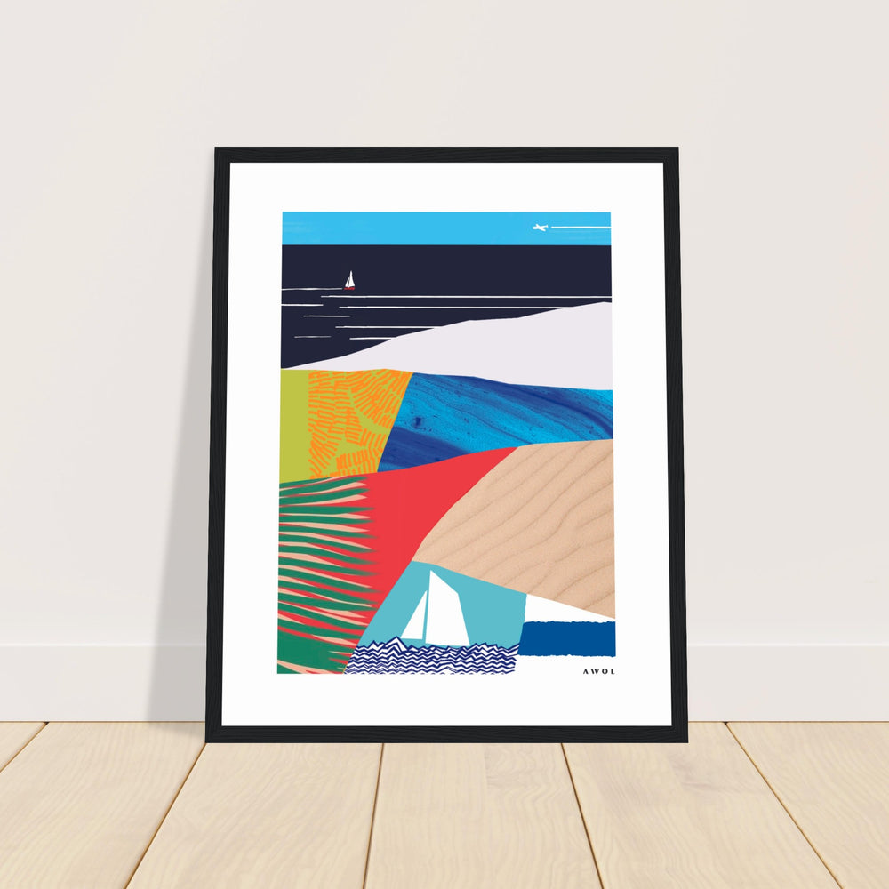 
                      
                        Tropical Paradise With Palm Trees, Abstract Beach Art: Framed Art Print
                      
                    