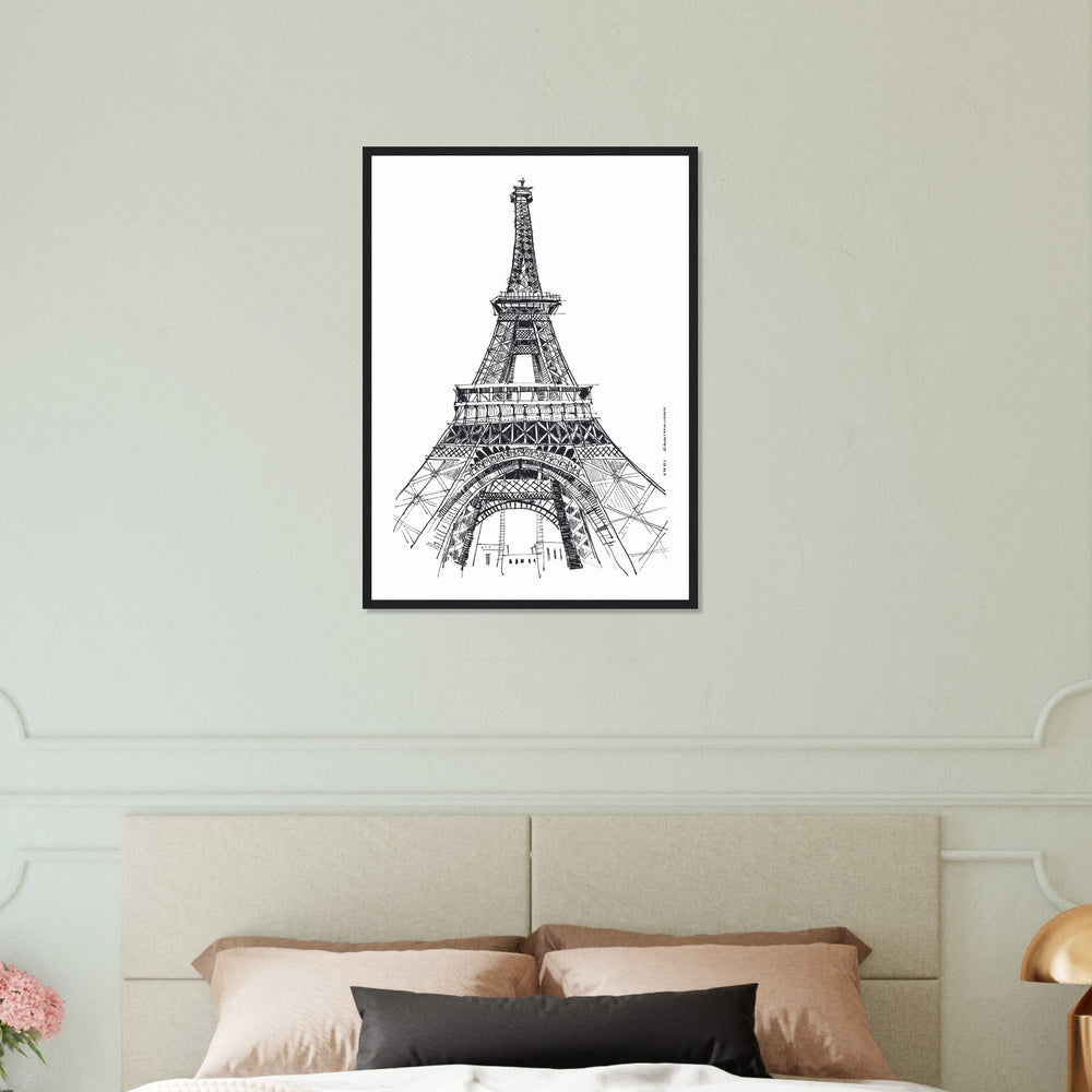 
                      
                        Black And White City Poster, Paris Wall Art With Eiffel Tower: Framed Art Print
                      
                    