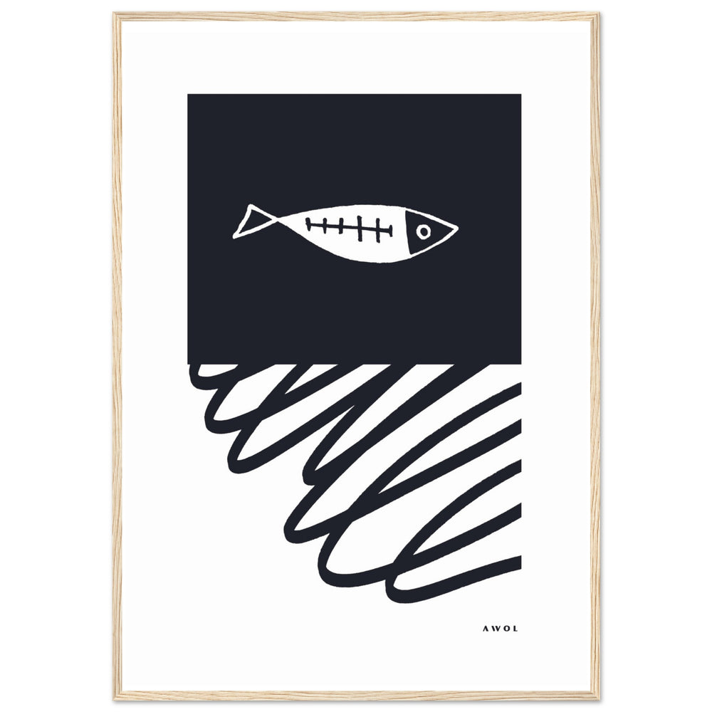 
                      
                        Minimalist Wall Decor, Scandinavian Wall Art With Fish: Framed Art Print
                      
                    