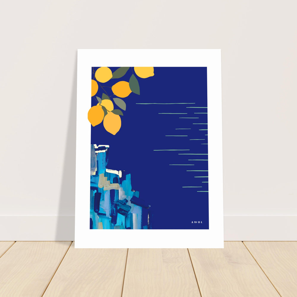 
                      
                        Amalfi Coast With Lemons By The Sea, Italy Landscape Art: Aluminum Print
                      
                    