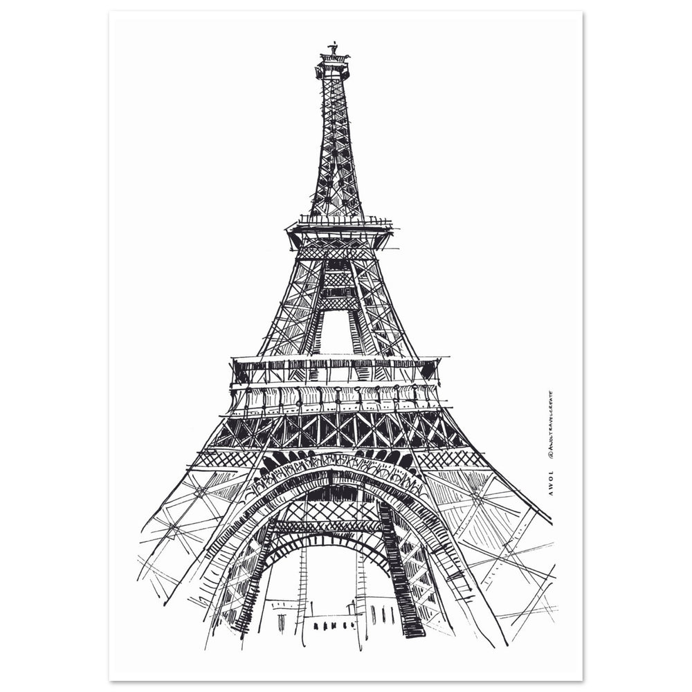 
                      
                        Paris Wall Art, Eiffel Tower In Black And White Art Print: France Travel Poster
                      
                    