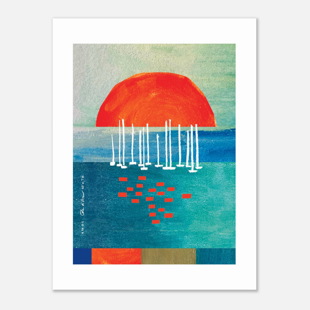 Sunset Wall Art With Sailboats On The Mediterranean Sea: Aluminum Print