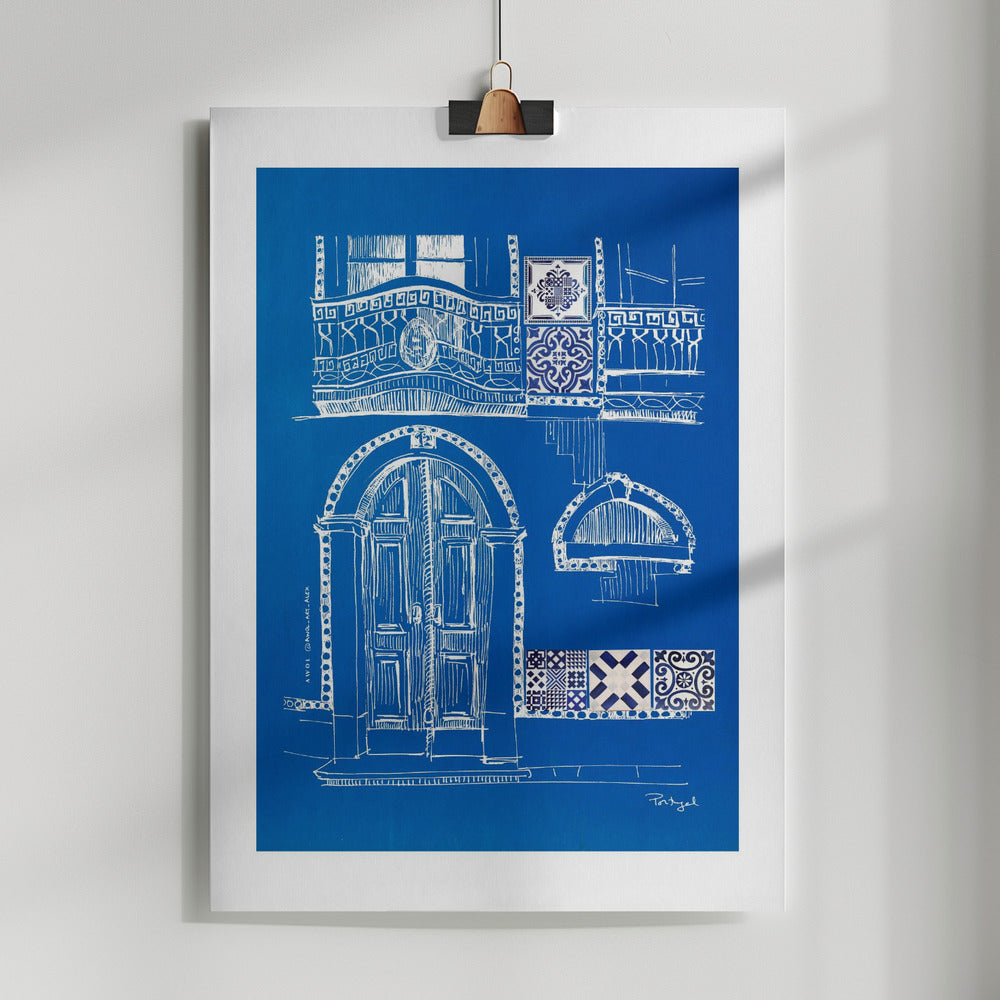 
                      
                        Blue Portugese House With Azulejo Tile Art: Fine Art Poster
                      
                    