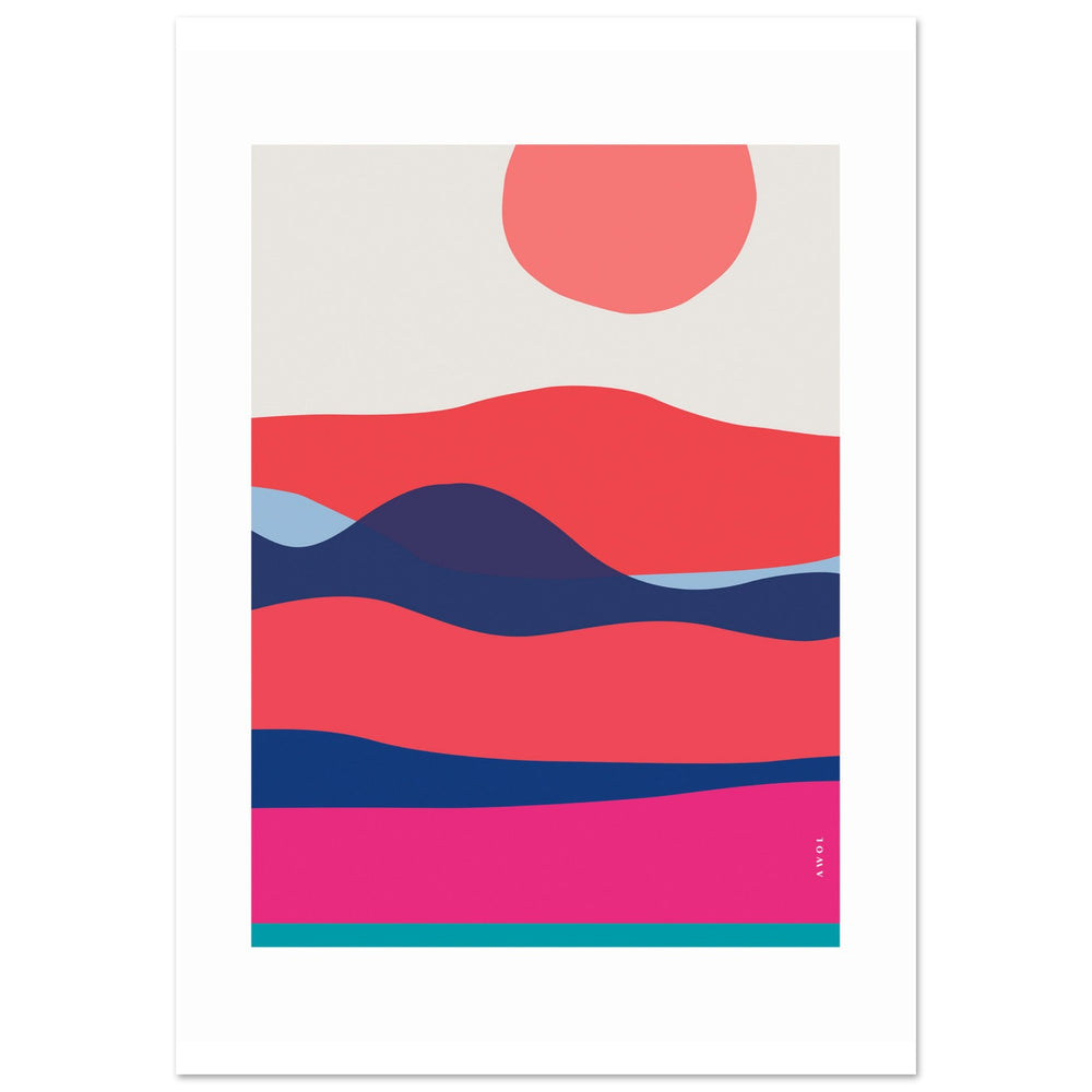 
                      
                        Minimalist Ocean Wall Art, Abstract Sea With Sunrises and Sunsets: Aluminum Print
                      
                    