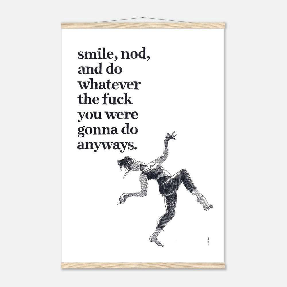 Smile And Nod, Modern Zen Art Print: Poster with Hanger