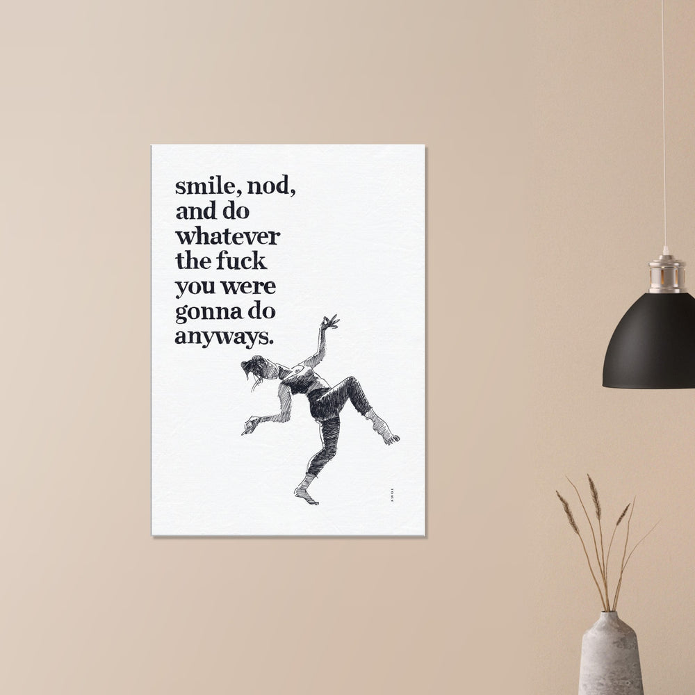 
                      
                        Smile And Nod, Daily Affirmation Dancing Woman: Art Print On Canvas
                      
                    