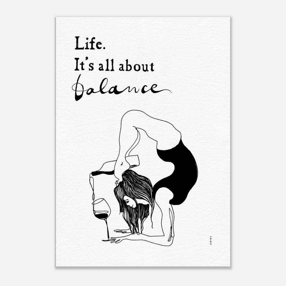 
                      
                        Life Is All About Balance: Modern Yoga Art, Quote and Wine, Art Print On Canvas
                      
                    