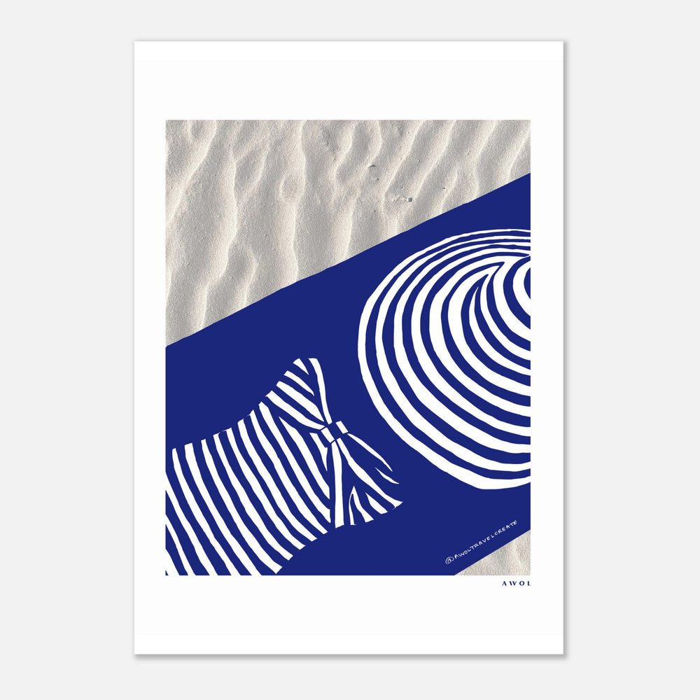 Woman In Oversized Hat And Stripes Sleeping On The Beach: Island Vibes Aluminum Print