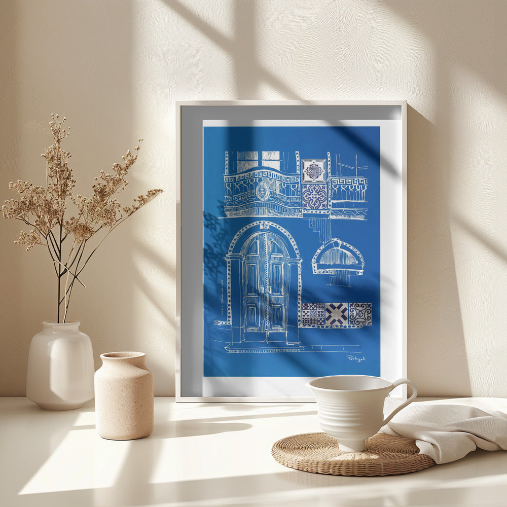 
                      
                        Blue Portugese House With Azulejo Tile Art: Fine Art Poster
                      
                    